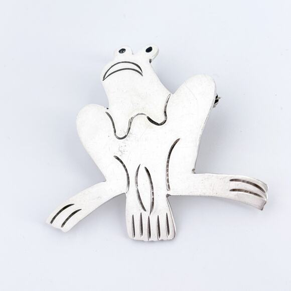 Vintage Mexico Taxco TC-87 Sterling Silver 925 Frog Pin Brooch Pendant - Picture 3 of 9